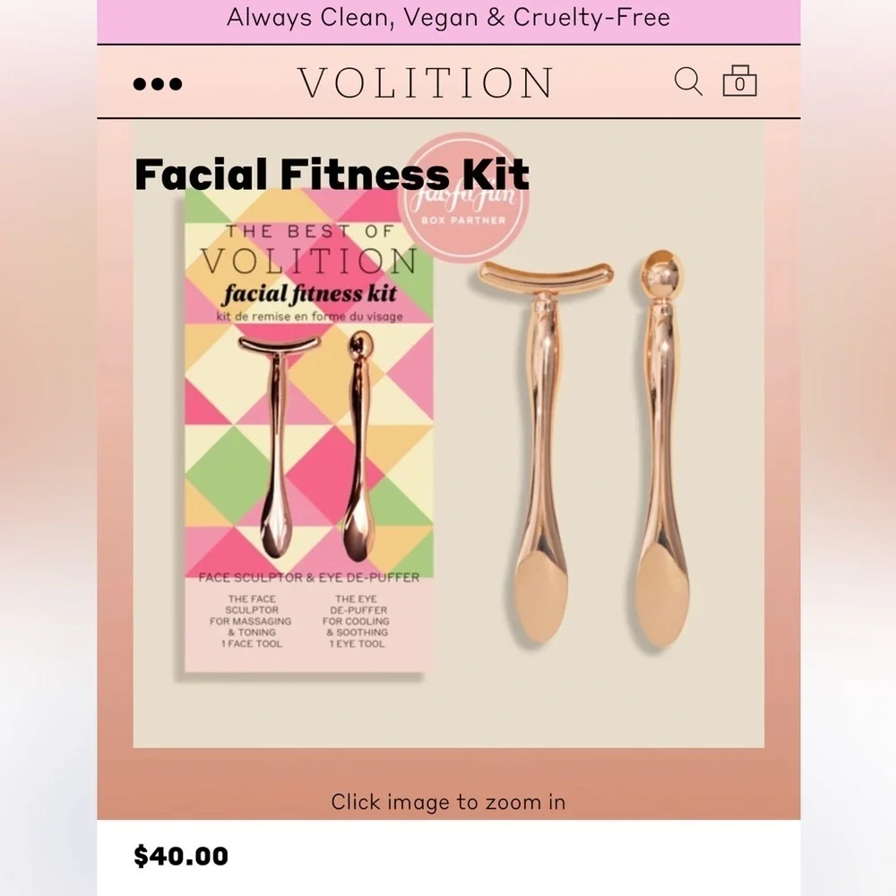 NWT: Volition Rose Gold Tools Face sculptor-depuffer Facial Fitness Kit(2 tools)